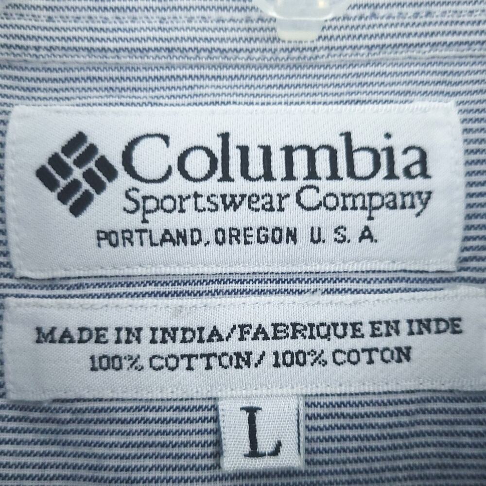 Columbia Short Sleeve Button Up Shirt Women Large, Cotton Stripe Top Hiking - Picture 4 of 6